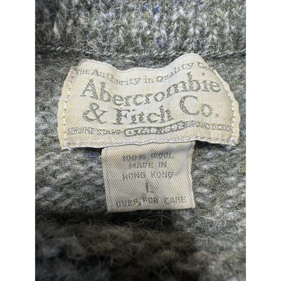 Vintage Abercrombie & Fitch Wool Sweater Made In Hong Kong L Heather Olive 1980s - Picture 2 of 11